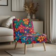thumbnail image 3 of HELLHERO Stain Protection Armless Accent Chair Cover for Dining Room, Comfortable Armless Accent Chair Cover Protector, Retro Colourful Pop Floral, 3 of 8