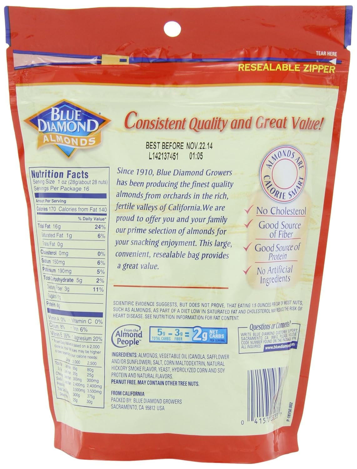 Blue Diamond Almonds Smokehouse, 16-Ounce Bags (Pack of 6)