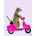 thumbnail image 2 of Fab Funky 26x32 White Modern Wood Framed Museum Art Print Titled - Meerkat on Pink Moped, 2 of 4