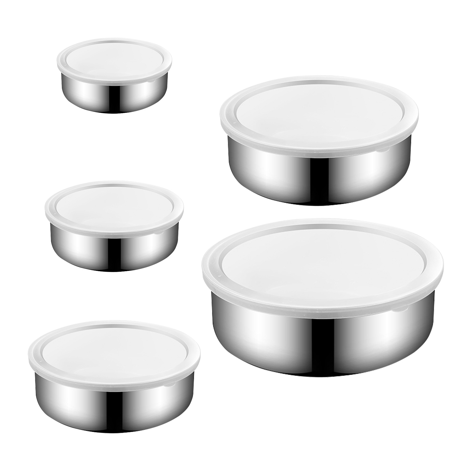 5Piece Stainless Steel Stackable Mixing Bowls with Airtight Lids, Set