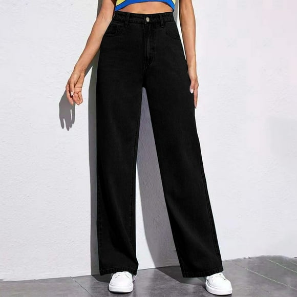 Pxiakgy Bootcut Jeans for Women High Rise Straight Leg Denim Pants Stretchy Trendy Trousers Fashion Skinny Loose Fit wide leg Jean Pants Black 3XL