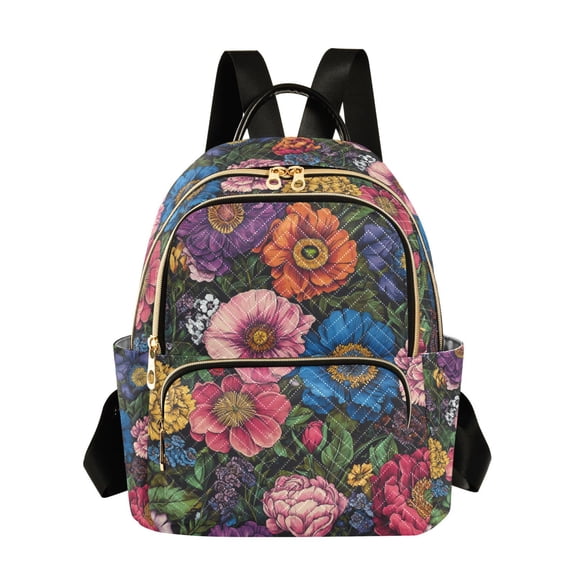 FORMRS Mini Backpack Purse for Women Travel Daypack Casual Shoulder Bag, Vibrant Blooming Flowers