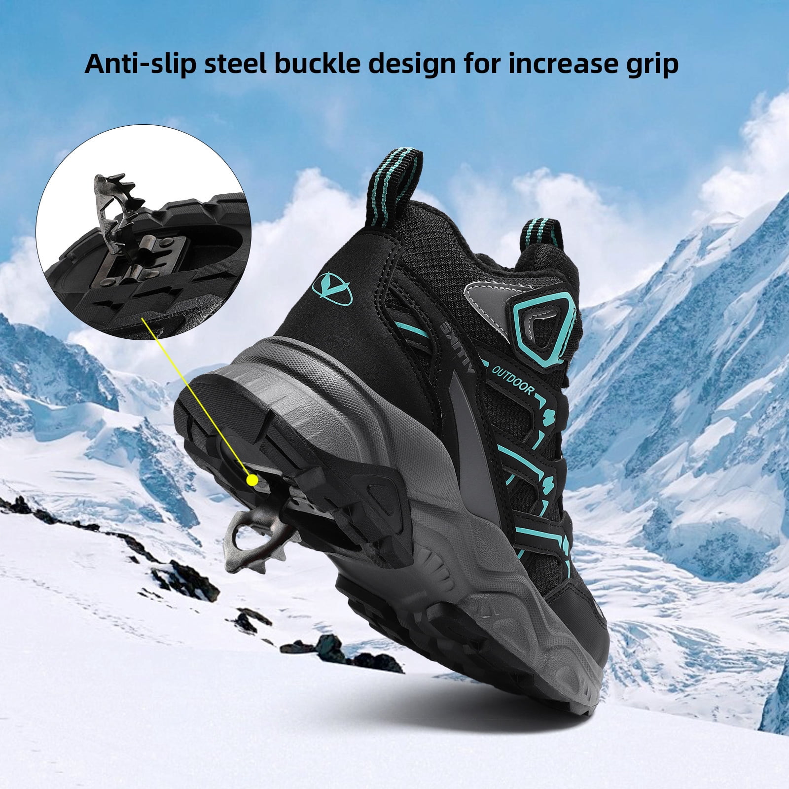 FANGFIUP Boys Snow Boots Winter Waterproof Antiskid Boots Hiking Outdoor Shoes Booties for Unisex Kids (Little Kid/Big Kid)