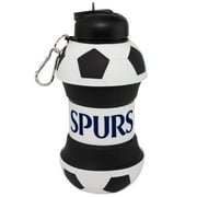 MACCABI ART Tottenham Clip-On Collapsible 1 Liter, 34 oz. size BPA-Free Silicone Soccert Large Water Bottle for Kids