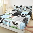 thumbnail image 3 of jejeloiu Milk Cow Twin Sheet Sets,Rustic Farm Animal Twin Fitted Sheet,Geometric Stripes Dot Flat Sheet For Child,Luxury Bedroom Decor,3pcs, 3 of 7
