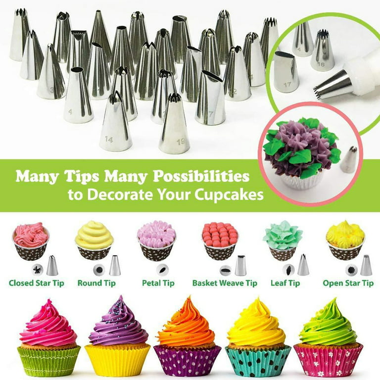 Cake Decorating Supplies Kit for Beginners, Set of 158, 24 Numbered Icing  Tips with Pattern Chart, Cake Decorating Supplies with Frosting Tips&Bags
