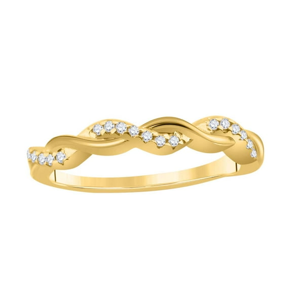 AoneJewelry 0.10 Carat Diamond Prong Set Swirl Wedding Band In 10K White Solid Gold