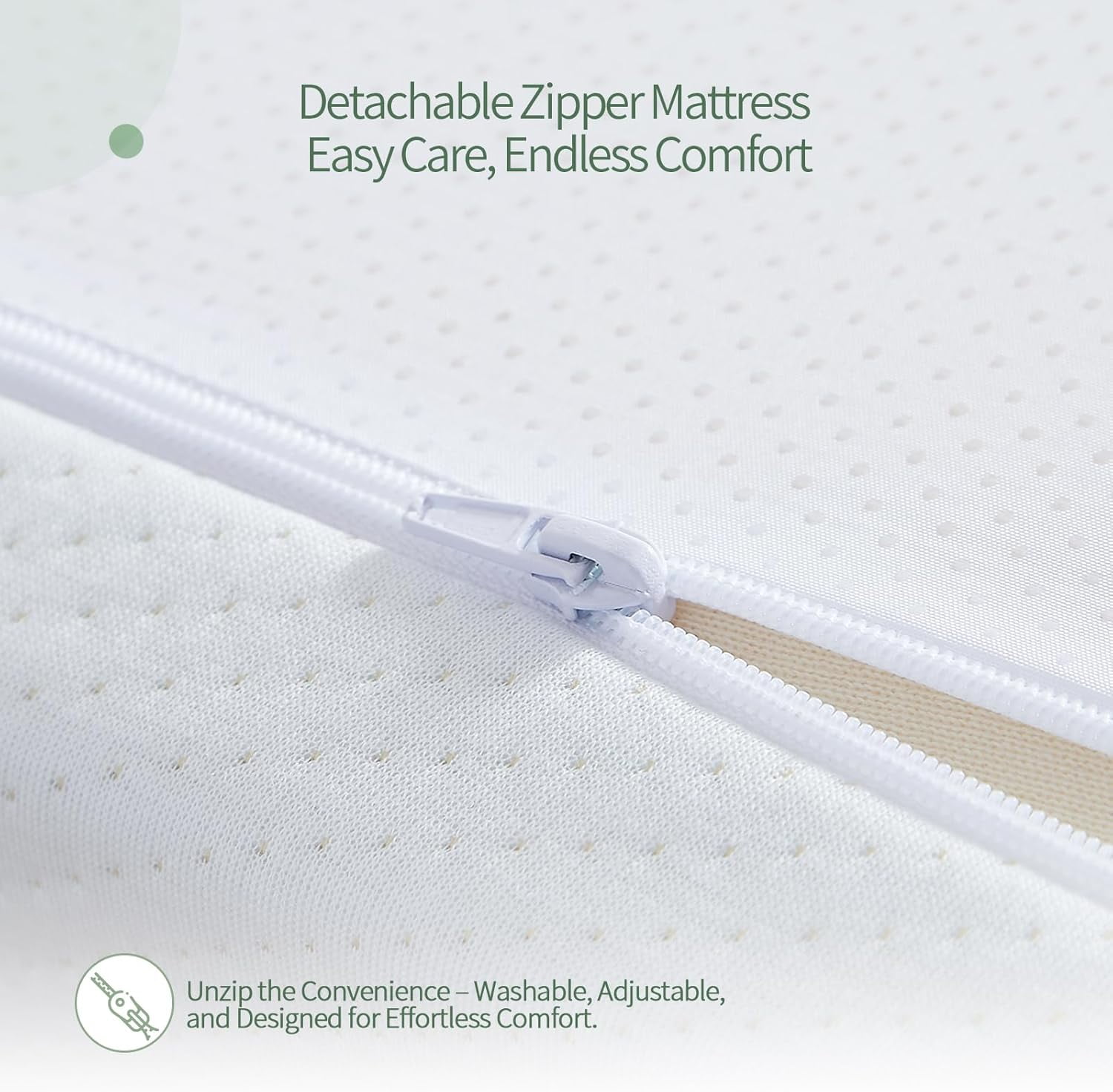 6 Inch Twin XL Memory Foam Mattress, Medium Feel, Fiberglass Free, Removable Washable Cover, White