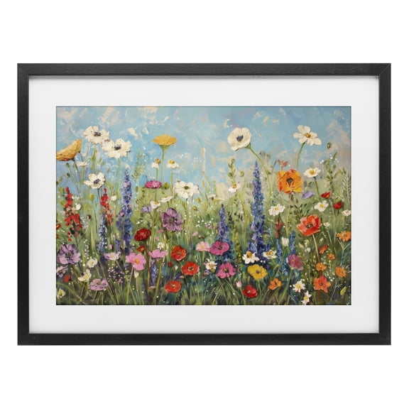 Stupell Industries Wildflower Field of Spring Blooms Black Framed Print Under Glass, design by Creative Studio