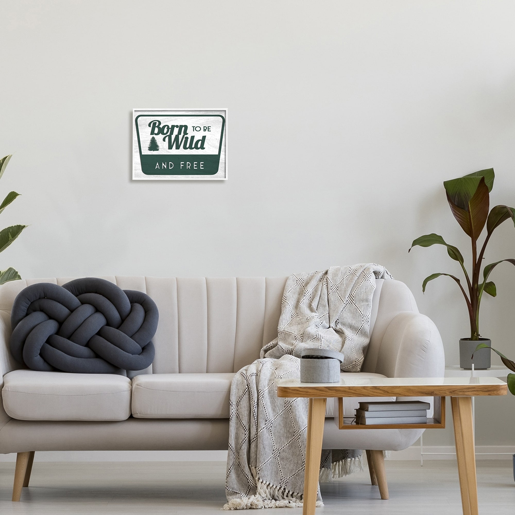 Stupell Industries Born Wild Free Rustic Green Cabin Sign Graphic Art White Framed Art Print Wall Art, 14x11, by Lil' Rue