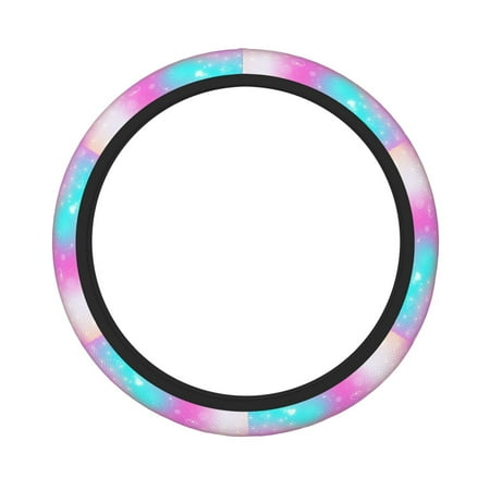 Double Thick Steering Wheel Cover 15.8in Durable Non-Slip Steering Wheel Cover Suitable For Most Vehicles Sedans Suvs Atvs Trucks Etc Rainbow Unicorn Fantasy Stars Hearts