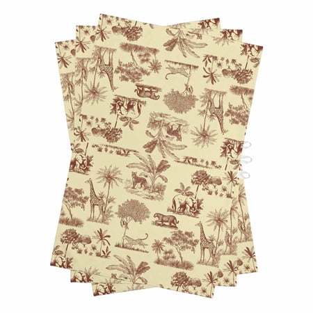 Tiger Giraffe Kitchen Towels Set of 3 Water Absorbent Dish Towel Farmhouse Elephant Animals Trees Forest Decorative Hand Towels - Quick Drying Cloth for Cooking Baking 18x28 Inch