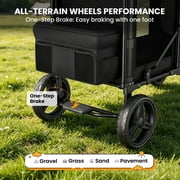 TouHeart Foldable Wagon Stroller for 2 Kids, 3-in-1 Stroller Wagon with Canopy, 5-Point Harness, 180° Adjustable Handlebars, Removable Seat for Toddlers and Child, Black
