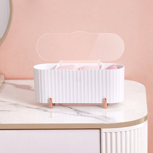 Caja De Almacenamiento De Cosméticos Caja de almacenamiento de cosméticos Caja organizadora de lápiz labial a prueba de polvo para mujeres (Blanco)