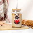 thumbnail image 3 of Happy Valentine's Day Siamese Brings Love Heart 16oz Glass Cup Mug Cat Lover Kitten Owner Gifts Glass Can with Bamboo Lid and Straw - 02028, 3 of 5