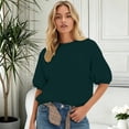thumbnail image 4 of LIIPEE Womens Casual Half Sleeve Sweatshirts Fall Solid Color Loose Pullover Sweatshirt, 4 of 4