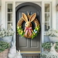 thumbnail image 5 of Honeeladyy Happy Easter Door Cover, Cute Bunny Carrot Photography Backdrops Colorful Easter Rabbit Egg Door Banners for Easter Front Door Wall Indoor Outdoor Party Decorations, 70.87×35.43in, 5 of 6