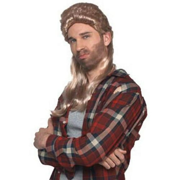 Halloween Mens Long Strawberry Blonde Mullet Wig