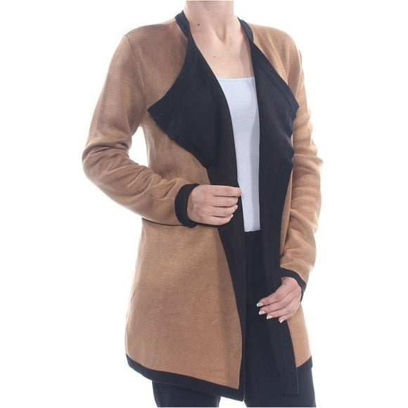 Anne Klein Womens Drapey Cardigan Sweater, Beige, Small