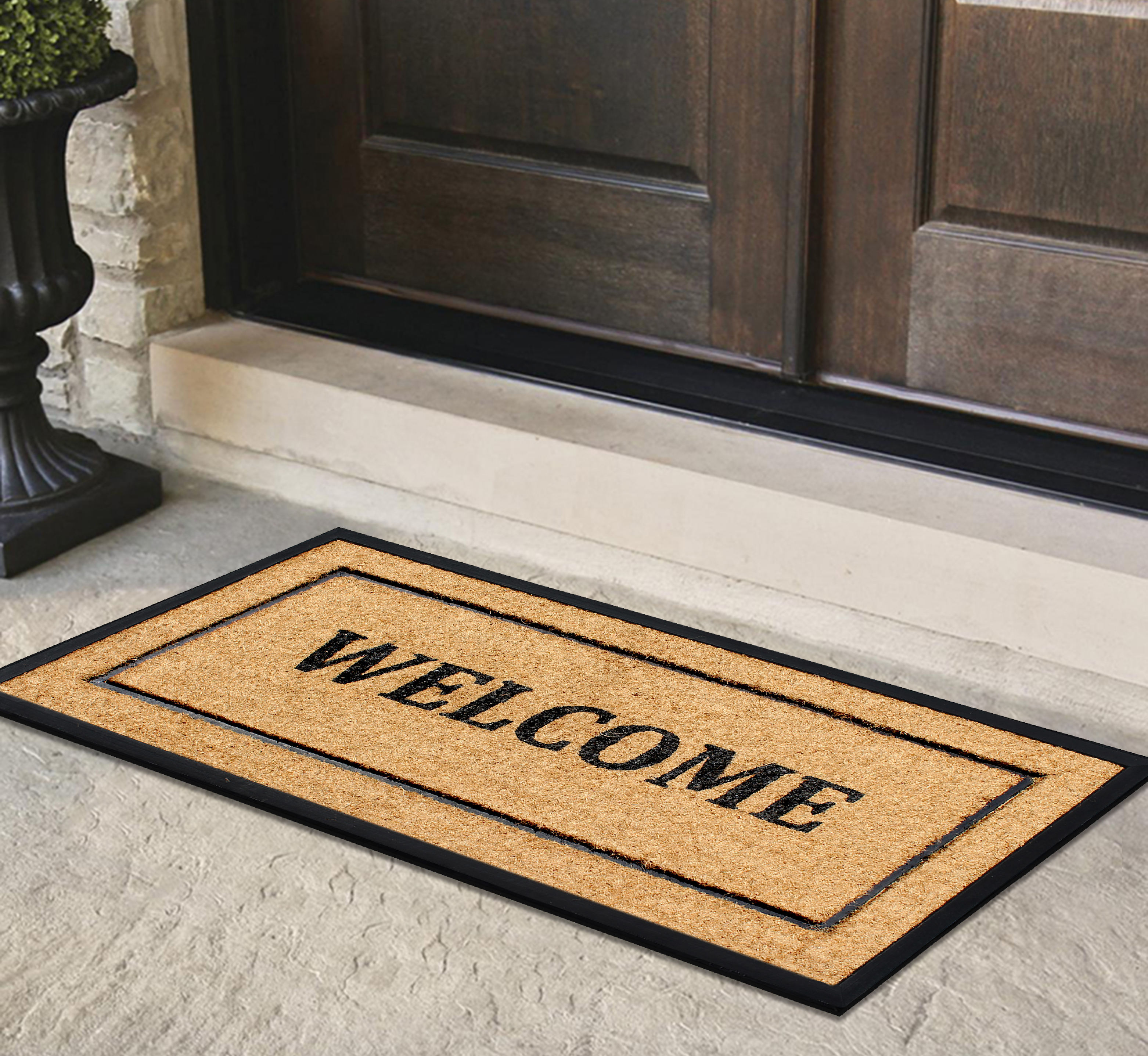 A1HC 30" x 60" Picture Frame Welcome Coir and Rubber Door Mat, Heavy-Duty Outdoor Entrance Mat for Front Porch, Patio, or Entryway