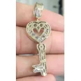 thumbnail image 3 of Forever Jewels 3Ct Round Moissanite Womens Key Pendant Necklace 14K White Gold Plated, 3 of 6