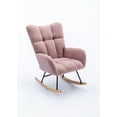 thumbnail image 4 of Glider Rocking Chair, Teddy Velvet Accent Rocker Chair with Soft Seat Cushion and Metal Base, Upholstered Wingback Living Room Chairs for Reading Room, Bedroom, Office, Pink, 4 of 7
