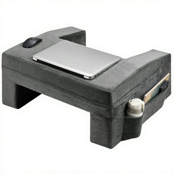 VEVOR Reading Pillow, Lap Desk Pillow with Washable Cloth, Large Bed Pillow with 2 Pockets and Cup Holder, Memory Foam Bed Rest for Reading, Gaming, Resting, Working, Grey