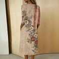 thumbnail image 7 of Patriotic Dresses for Women V-Neck 3/4 Sleeve Button Down A-Line Midi American Flag Dress Casual Summer Beach Vacation Sundress with Pockets, 7 of 7