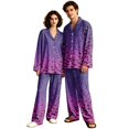 thumbnail image 3 of Halloween Couple Matching Pajamas Long Sleeve Sleepwear Pajamas for Women Set Halloween Bat Button Down Warm Lounge Sets 2 Pcs Loungewear Light Purple L, 3 of 7