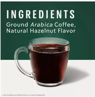 (2 pack) Starbucks Hazelnut, Hot or Iced Coffee, Flavored K-Cup Coffee Pods, 22 Count​