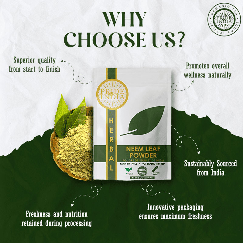 Pride of India Natural Neem Herb Powder, 8 oz