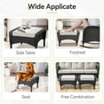 thumbnail image 4 of PARKWELL Outdoor Patio Ottoman Set of 2,All-Weather Wicker Seat Foot Rest Side Table with Removable Cushions for Porch Balcony Backyard, 4 of 7