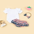 thumbnail image 4 of Newborn Baby Girl My 1st 4th of July Outfits Short Set Embroidery USA Flag Romper Ruffle Shorts Set Summer Clothes, 4 of 6
