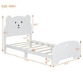 thumbnail image 2 of Churanty Cute Twin Size Kids Bed Frame, Wood Platform Bed with Bear-Shaped Headboard and Footboard for Teen Boys Girls,White, 2 of 9