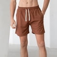 thumbnail image 2 of HOOMEUMY Men's Summer Sports Running Sweat Shorts with Pockets Drawstring Elastic Waist Loose Fit Beach Shorts Solid Color Athletic Shorts Brown XXL, 2 of 7