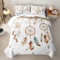 thumbnail image 2 of Homewish Bohemian Dreamcatcher Bed Spread Queen,Dreamy Feather Queen Coverlet Set,White Brown,3 Pieces, 2 of 7