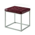 thumbnail image 3 of Inspired Home Simpson Cube Ottoman en Faux Cuir Cadre en Métal Capitonné Moderne, Violet, 3 of 7