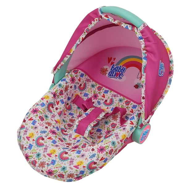 Baby Alive: Deluxe Doll Car Seat - Pink & Rainbow - 3-in-1, Fits Dolls Up to 18, Multifunctional Unit That Can Be Used As A Doll Carrier Or A Feeding Chair, Pretend Play for Kids Ages 3+