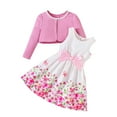 thumbnail image 2 of NAISIBABY Girls Dress Sets, Elegant Cardigan Floral Prints Sleeveless Dress Casual 2-Piece Dresses Pink 5-6T, 2 of 5