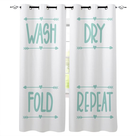 Laundry Room Washing Wash Dry Fold Repeat Curtains For Bedroom Curtains For Living Room Curtains For Living Room Luxury European 2 panels
