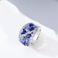 thumbnail image 4 of Women Ring Hollow Out Wide Blue Cocktail Ring Water Drop Shape Copper Multi-Shaped Cubic Zirconia Finger Ring Jewelry for Anniversaries Weddings Birthdays, 4 of 7