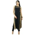 thumbnail image 4 of Atasi Womens Black Net Straight Kurti Salwaar Kameez with Dupatta Readymade, 4 of 9