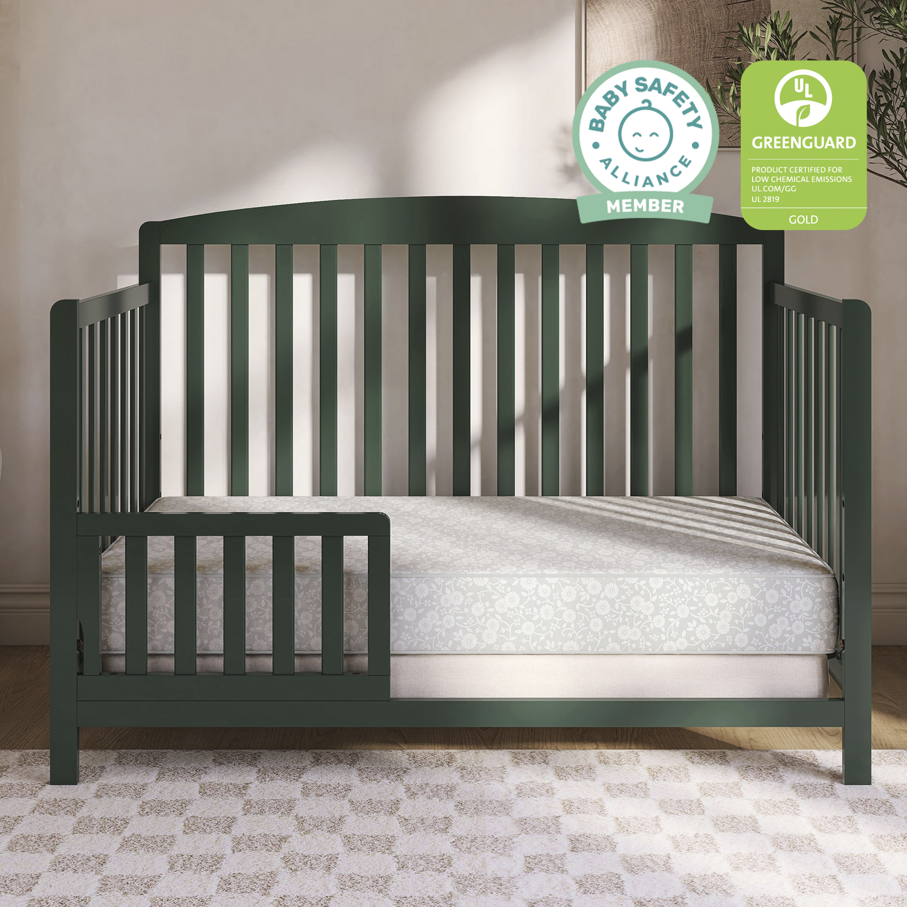 Dream On Me Nap Nest Crib and Toddler Mattress, Daisy Dreams