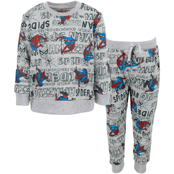 Marvel Avengers Spider-Man Little Boys French Terry Sweatshirt and Jogger Pants Set Toddler to Big Kid