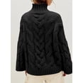 thumbnail image 5 of Czanzd Womens Cable Knit Turtleneck Sweater Oversized Loose Pullover Tops-Black,XL, 5 of 8