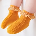 thumbnail image 6 of Caqnni Baby Lace Socks Baby Girl Ruffle Frilly Socks Ankle Sock for and Toddlers (Yellow,XL), 6 of 7