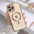 thumbnail image 1 of KOMI Magnetic Case for iPhone 15 Pro Max Case [Compatible with MagSafe] Full Camera Protection Clear Plating Luxury Cover for Women Men Soft TPU Bumper Drop Protective Phone Case (6.7"), Gold, 1 of 5