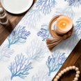 thumbnail image 3 of Coastal Blue Coral Table Runner 90 Inches, Nautical Ocean Seaside Beach Bed Runner Dresser Scarves Tabletop for Indoor Outdoor Parties/Ceremony/Banquet, 13" x 90", 3 of 9
