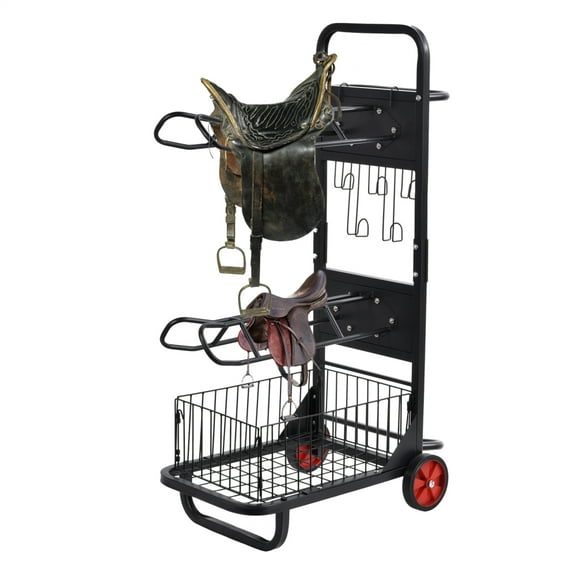 Rolling Saddle Rack | Portable Saddle Stand with Wheels | Heavy Duty Horse Equipment Cart, Stable Storage for Moving Organize Transport Supplies