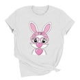thumbnail image 6 of Mifsaly Easter tops for Women Short Sleeve Crewneck Cotton T-Shirts Bunny with Pink Heart Glasses and Bow Graphic Lightweight Breathable Versatile Summer Tees XL, 6 of 6
